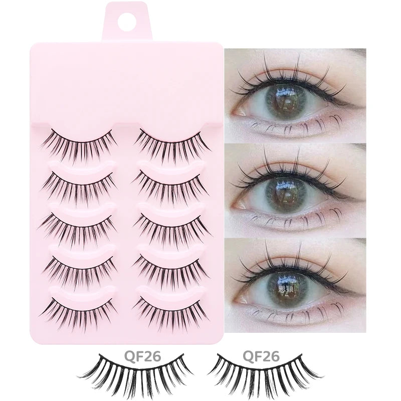 DINGSEN 5 Pairs Manga Lashes Eyes Lashes Soft Natural Long Eyelashes Fake Lashes Anime Wispy Strip False Eyelashes Makeup - Glowing Love