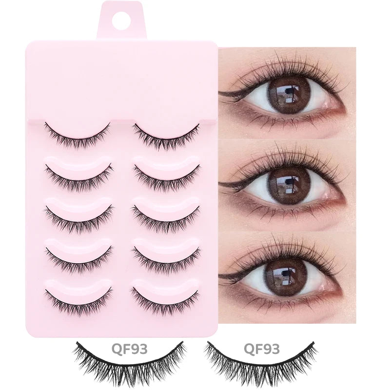 DINGSEN 5 Pairs Manga Lashes Eyes Lashes Soft Natural Long Eyelashes Fake Lashes Anime Wispy Strip False Eyelashes Makeup - Glowing Love
