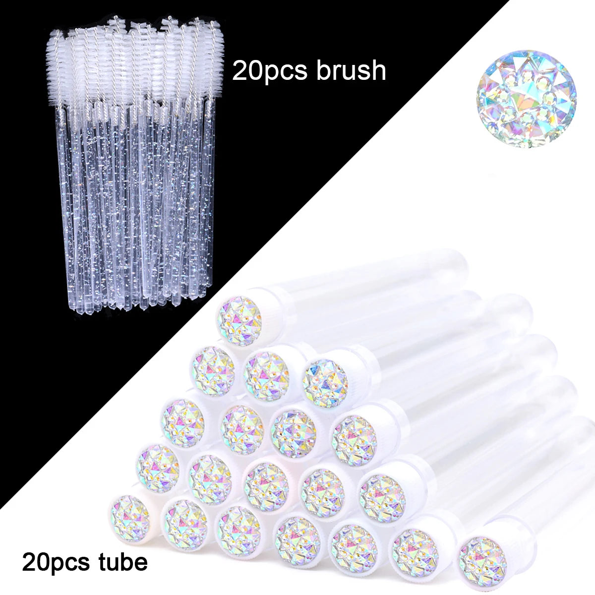 OKAYLASH 20Sets Eyelash Mascara Wands Tubes Reusable Glitter Eye Lash Brush Case Eyebrow Spoolie Comb Container Wholesale - Glowing Love