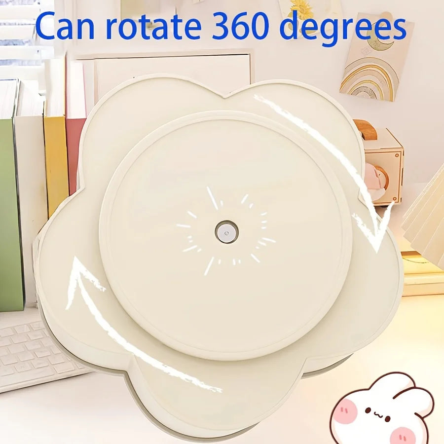 Rotating Desk Organizer, Multi-Compartment Storage Caddy for Stationery, Makeup Brushes, Lipsticks, Eyebrow Pencils - Glowing Love