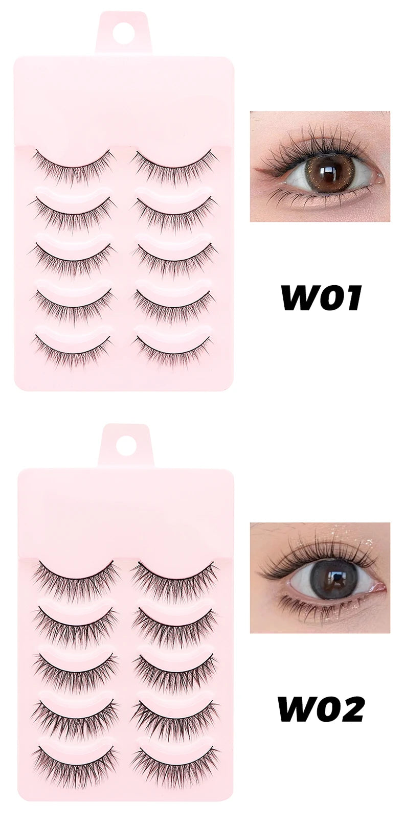 DINGSEN 5 Pairs Manga Lashes Eyes Lashes Soft Natural Long Eyelashes Fake Lashes Anime Wispy Strip False Eyelashes Makeup - Glowing Love