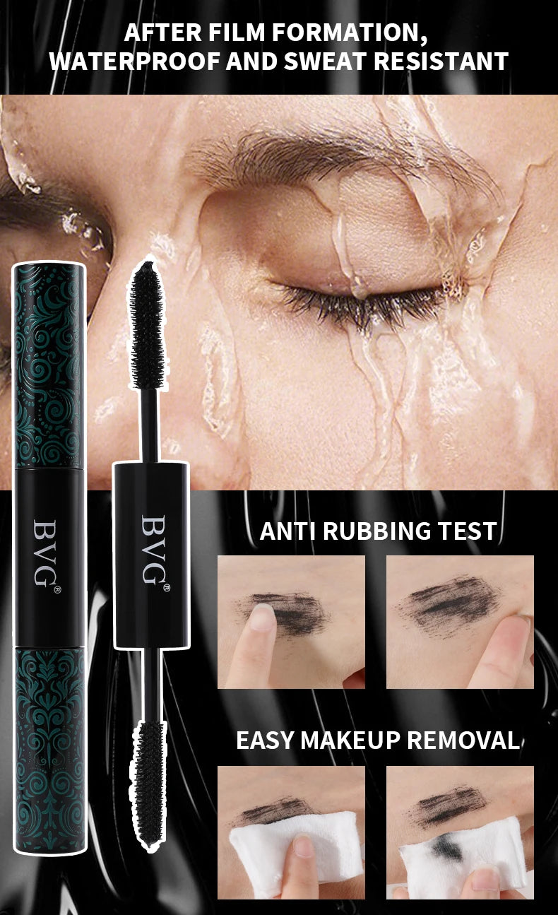 Double-ended mascara with ultra-fine brush head, full of curling, waterproof, anti-fouling, no makeup, curling eyelash makeup to