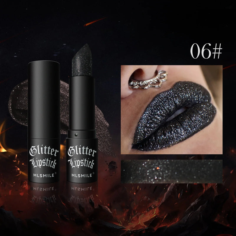 Waterproof Glitter Lipsticks Punk Style Nude Matte Not Fading Pearlescent Sexy Red Pink Velvet Lipsticks Lips Makeup Cosmetic