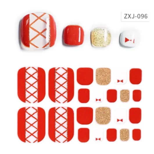 Toe Nail Art Sticker Tips Wraps Adhesive Decals Toenail Polish Strips DIY Pedicure Foot Decals Manicure Women