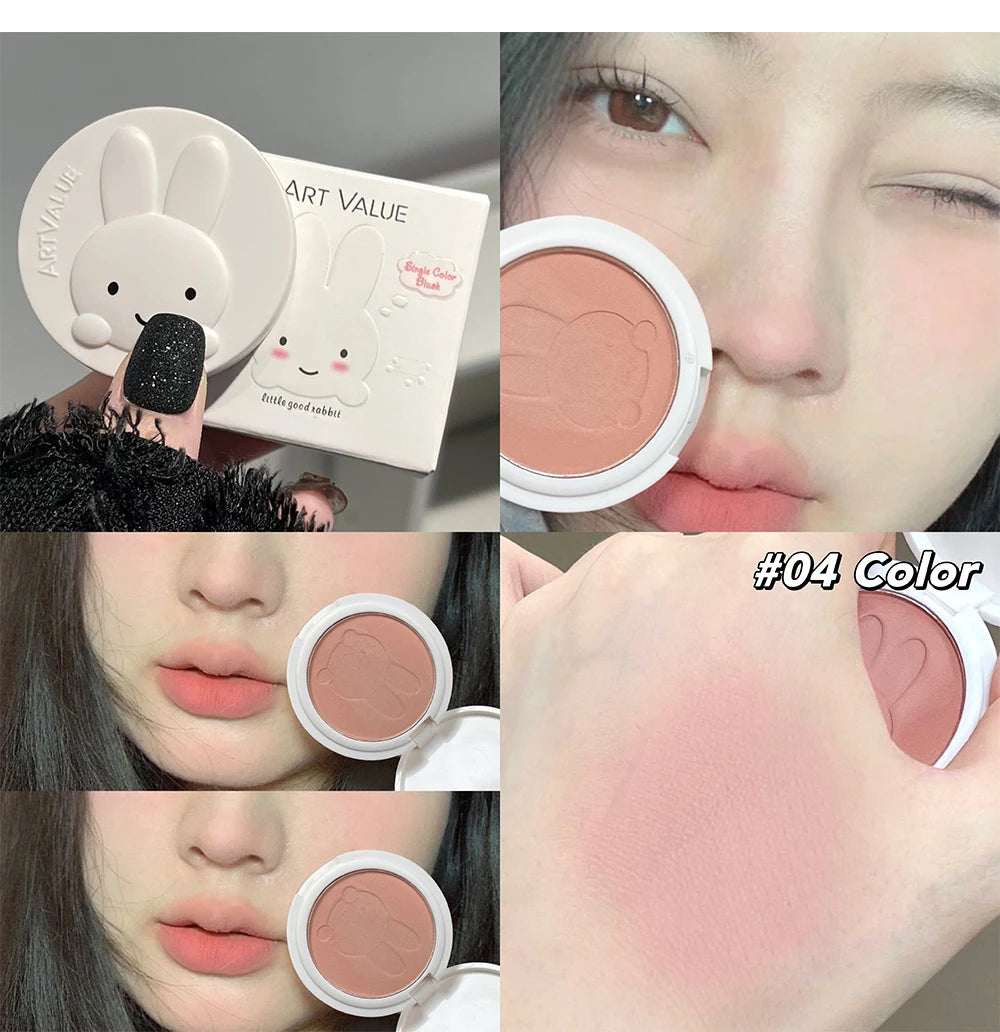 Single Color Blush Palette Waterproof Matte Peach Rouge Orange Red Face Blush Cheek Tint Brighten Contour Female Makeup Cosmetic