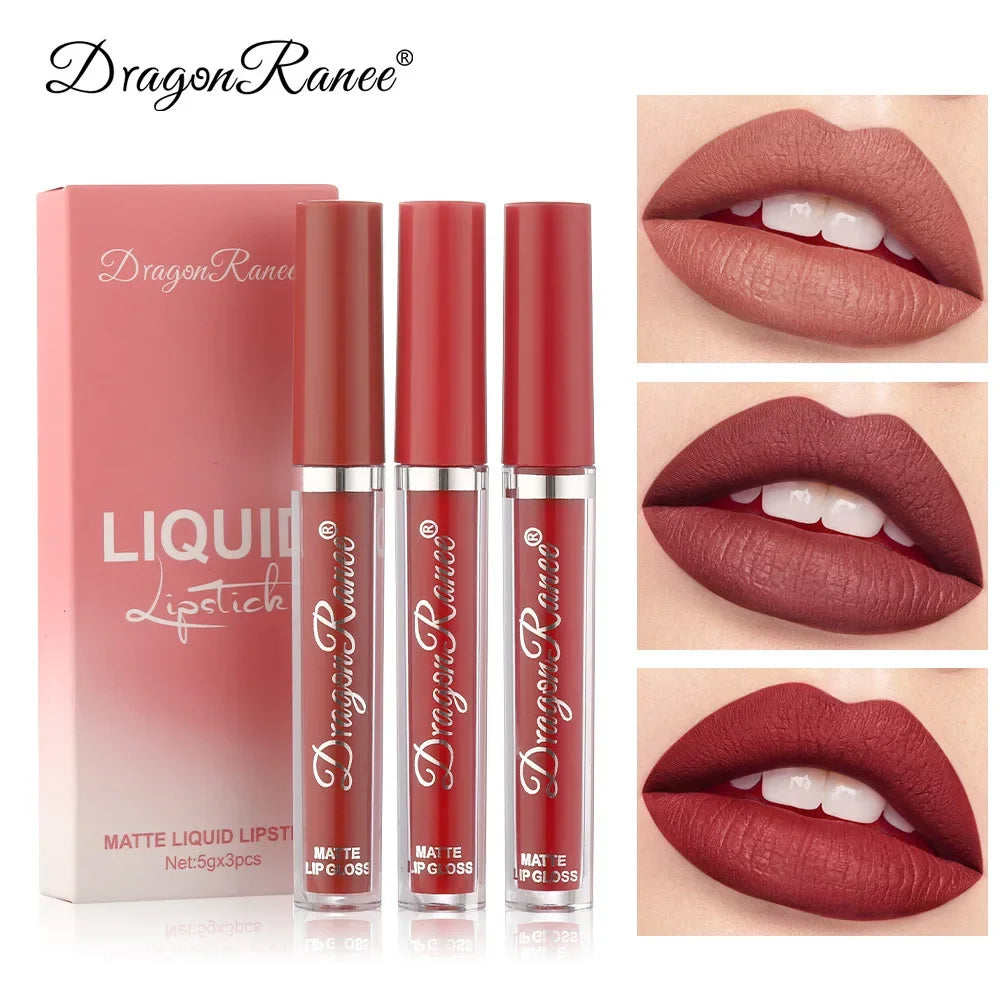 3 PCS Liquid Lipsticks Set Long Lasting Make Up For Women Korean Beauty Cosmetics Matte Lipsticks Waterproof Long lasting - Glowing Love