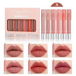 Dragon Ranee 6pcs/set Moisturising Crayon Lipsticks  Long-Lasting Moisturising Swivel Lipsticks Solid Lip Balm