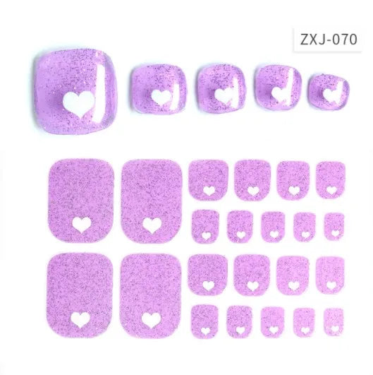 Toe Nail Art Sticker Tips Wraps Adhesive Decals Toenail Polish Strips DIY Pedicure Foot Decals Manicure Women - Glowing Love