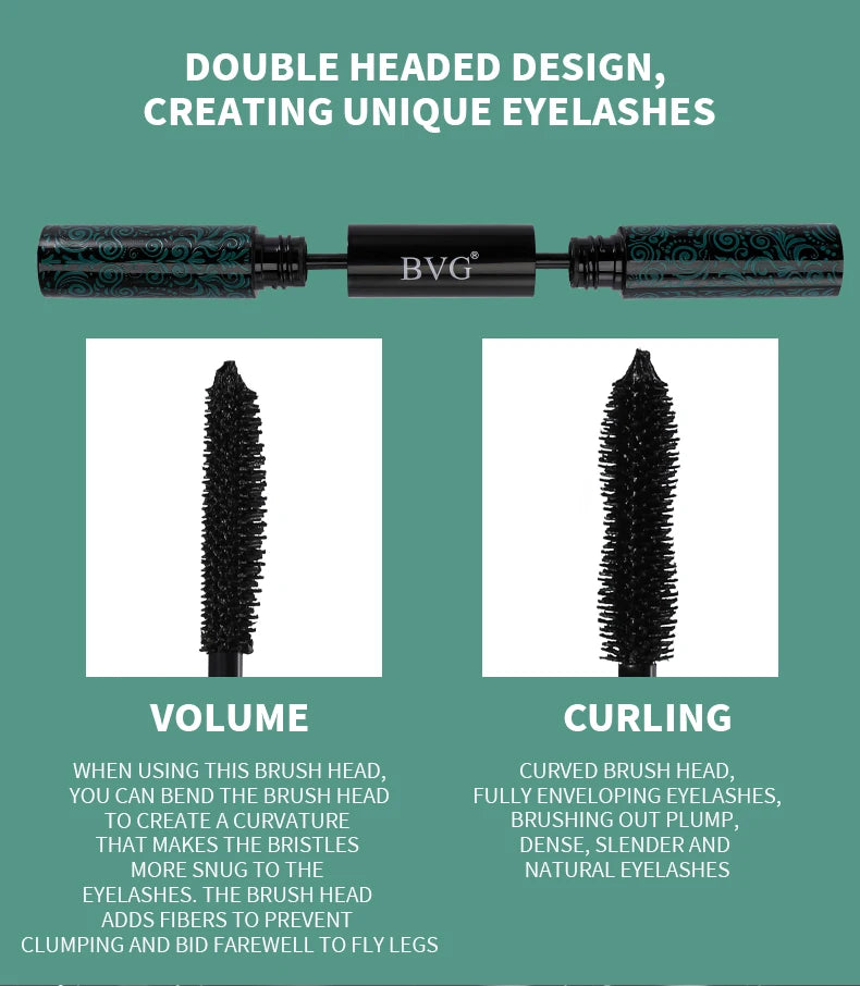 Double-ended mascara with ultra-fine brush head, full of curling, waterproof, anti-fouling, no makeup, curling eyelash makeup to