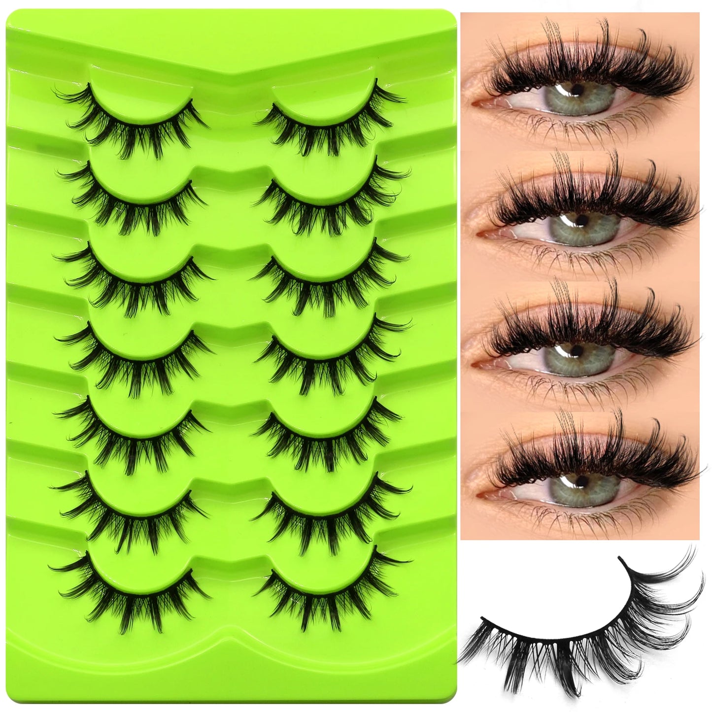 GROINNEYA Manga Lashes Eyes Lashes Soft Natural Long Eyelashes False Eyelashes Anime Wispy Strip Fake Lashes Makeup - Glowing Love