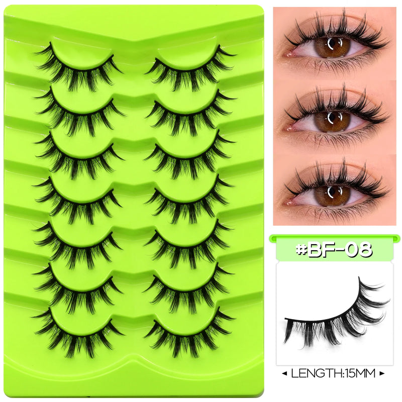 GROINNEYA Manga Lashes Eyes Lashes Soft Natural Long Eyelashes False Eyelashes Anime Wispy Strip Fake Lashes Makeup
