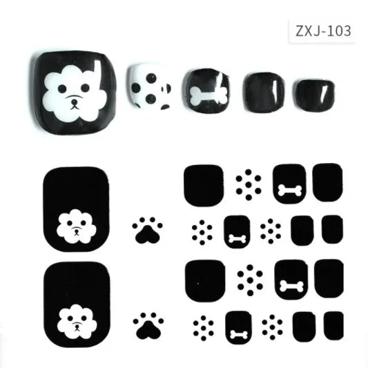 Toe Nail Art Sticker Tips Wraps Adhesive Decals Toenail Polish Strips DIY Pedicure Foot Decals Manicure Women - Glowing Love