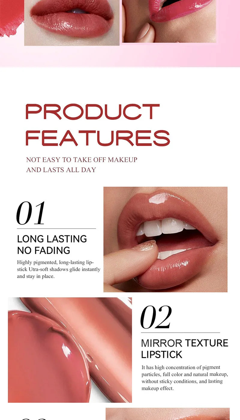 Fit Colors 6-Color Nourishing Lip Crayons - Velvet Finish, Hydrating, Non-Transfer, and Waterproof Lipsticks - Glowing Love