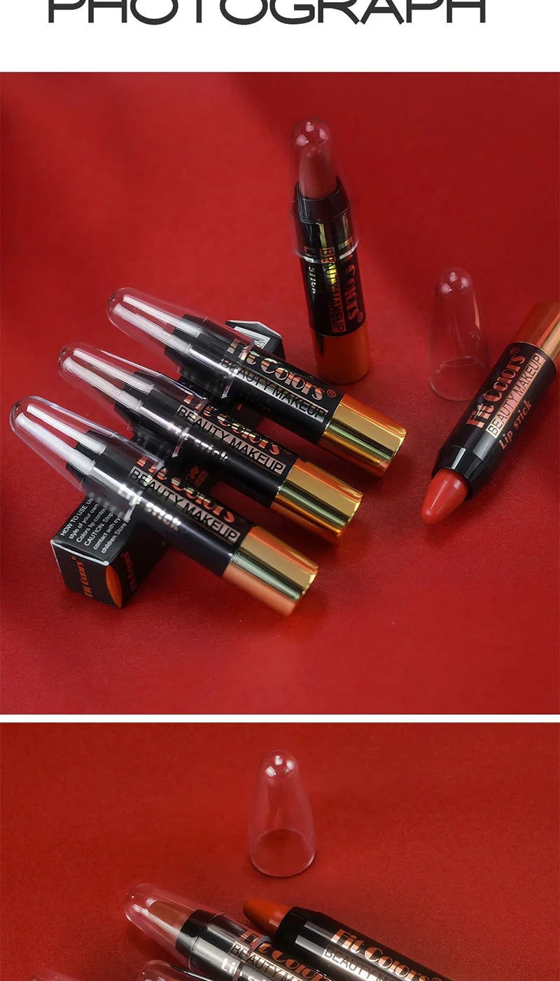 Fit Colors 6-Color Nourishing Lip Crayons - Velvet Finish, Hydrating, Non-Transfer, and Waterproof Lipsticks