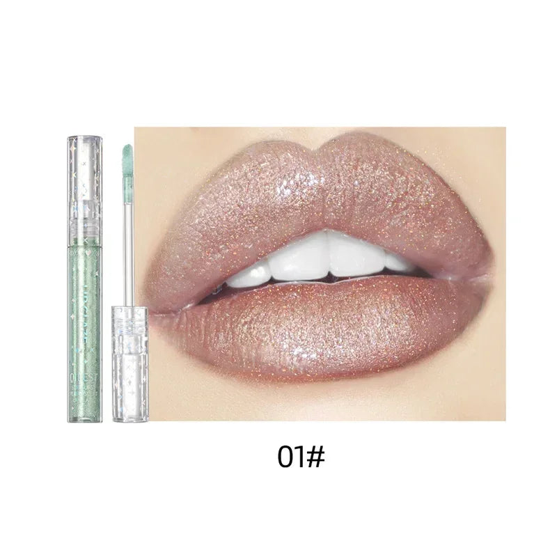 15 Colors Glitter Liquid Lipglaze Tint Laser Holographic Lipsticks Cosmetics Shiny Pigment Waterproof Makeup Women Lipglosses - Glowing Love