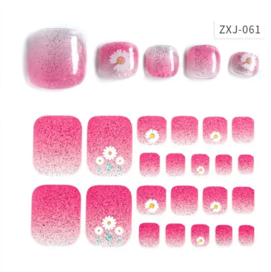 Toe Nail Art Sticker Tips Wraps Adhesive Decals Toenail Polish Strips DIY Pedicure Foot Decals Manicure Women - Glowing Love