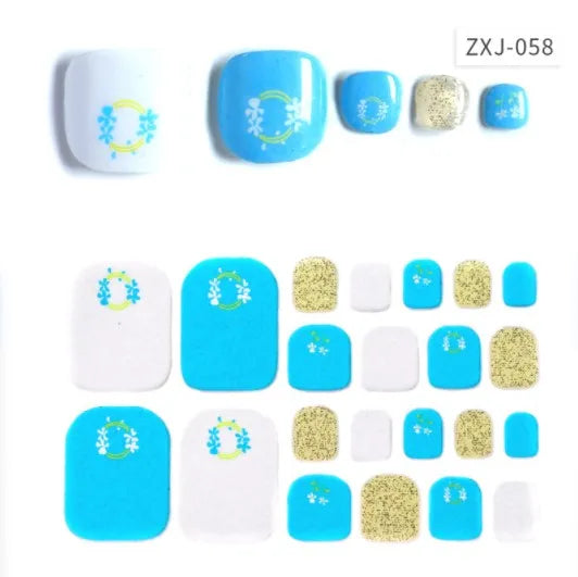 Toe Nail Art Sticker Tips Wraps Adhesive Decals Toenail Polish Strips DIY Pedicure Foot Decals Manicure Women