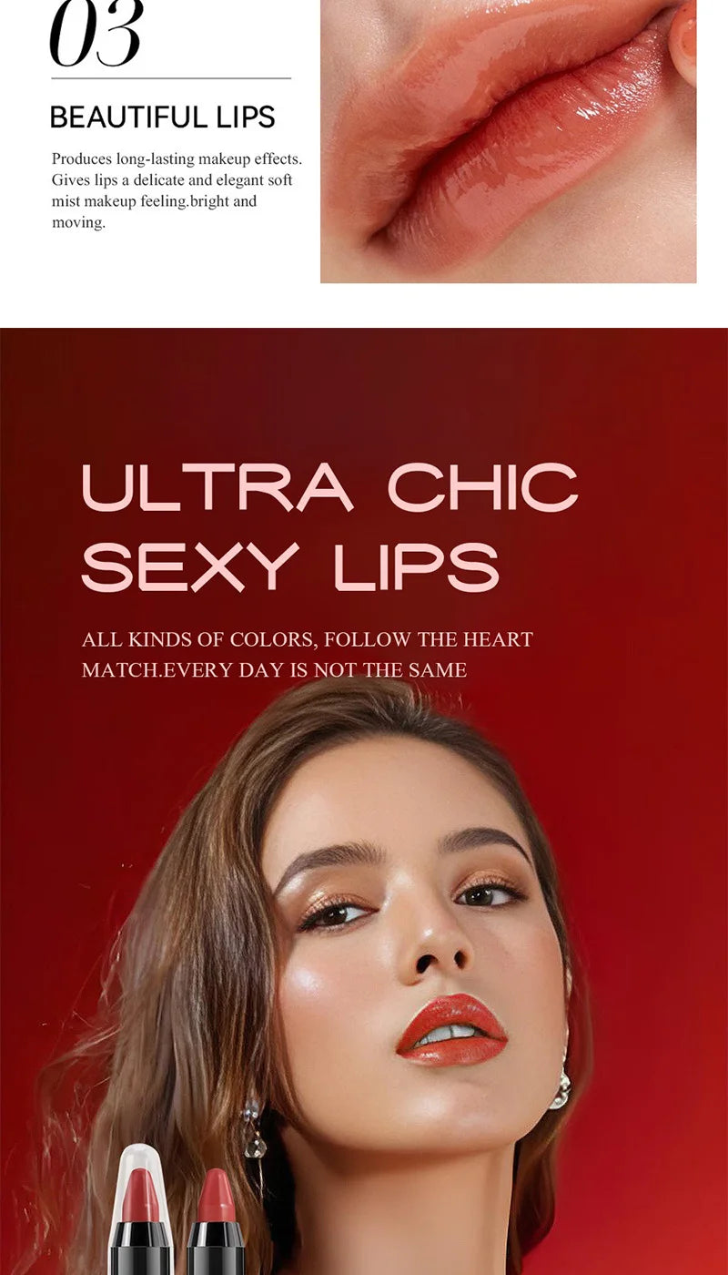 Fit Colors 6-Color Nourishing Lip Crayons - Velvet Finish, Hydrating, Non-Transfer, and Waterproof Lipsticks