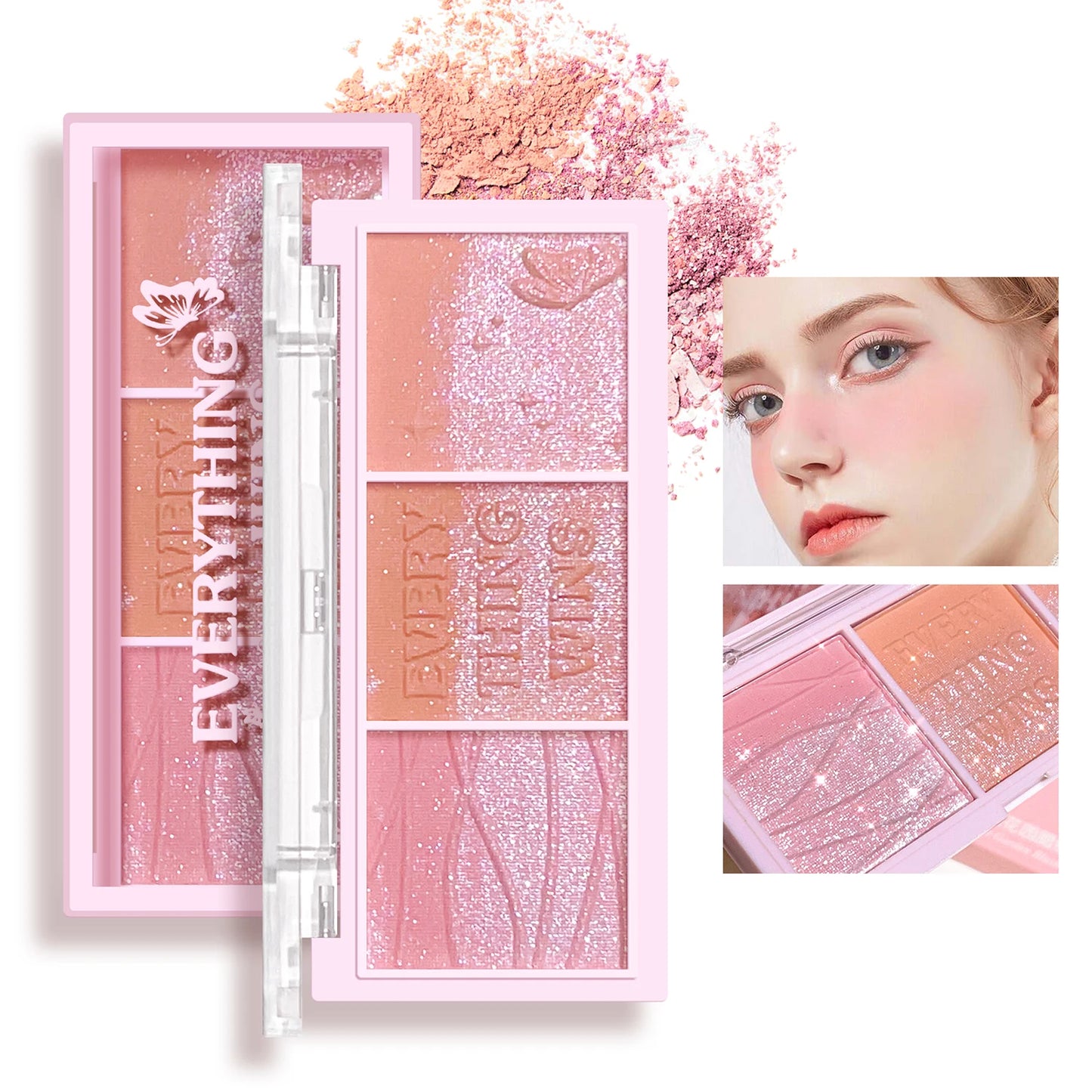 3-color Blush Palette Nude Makeup Natural Matte Milk Tea Orange Tone Long-lasting Rouge Blush Powder Cream Palette