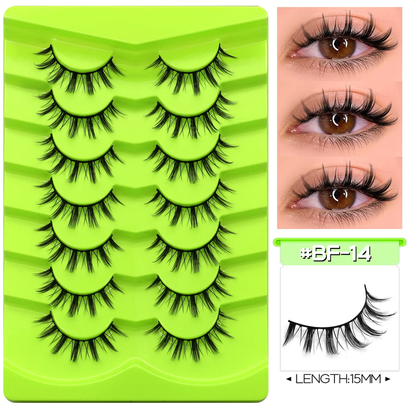 GROINNEYA Manga Lashes Eyes Lashes Soft Natural Long Eyelashes False Eyelashes Anime Wispy Strip Fake Lashes Makeup