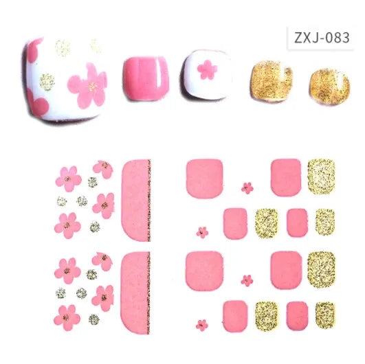 Toe Nail Art Sticker Tips Wraps Adhesive Decals Toenail Polish Strips DIY Pedicure Foot Decals Manicure Women