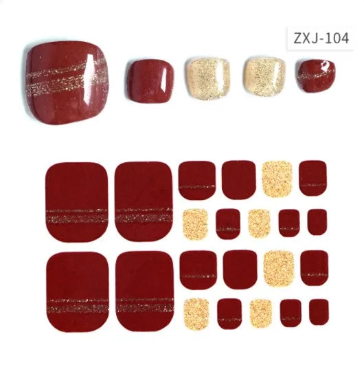 Toe Nail Art Sticker Tips Wraps Adhesive Decals Toenail Polish Strips DIY Pedicure Foot Decals Manicure Women