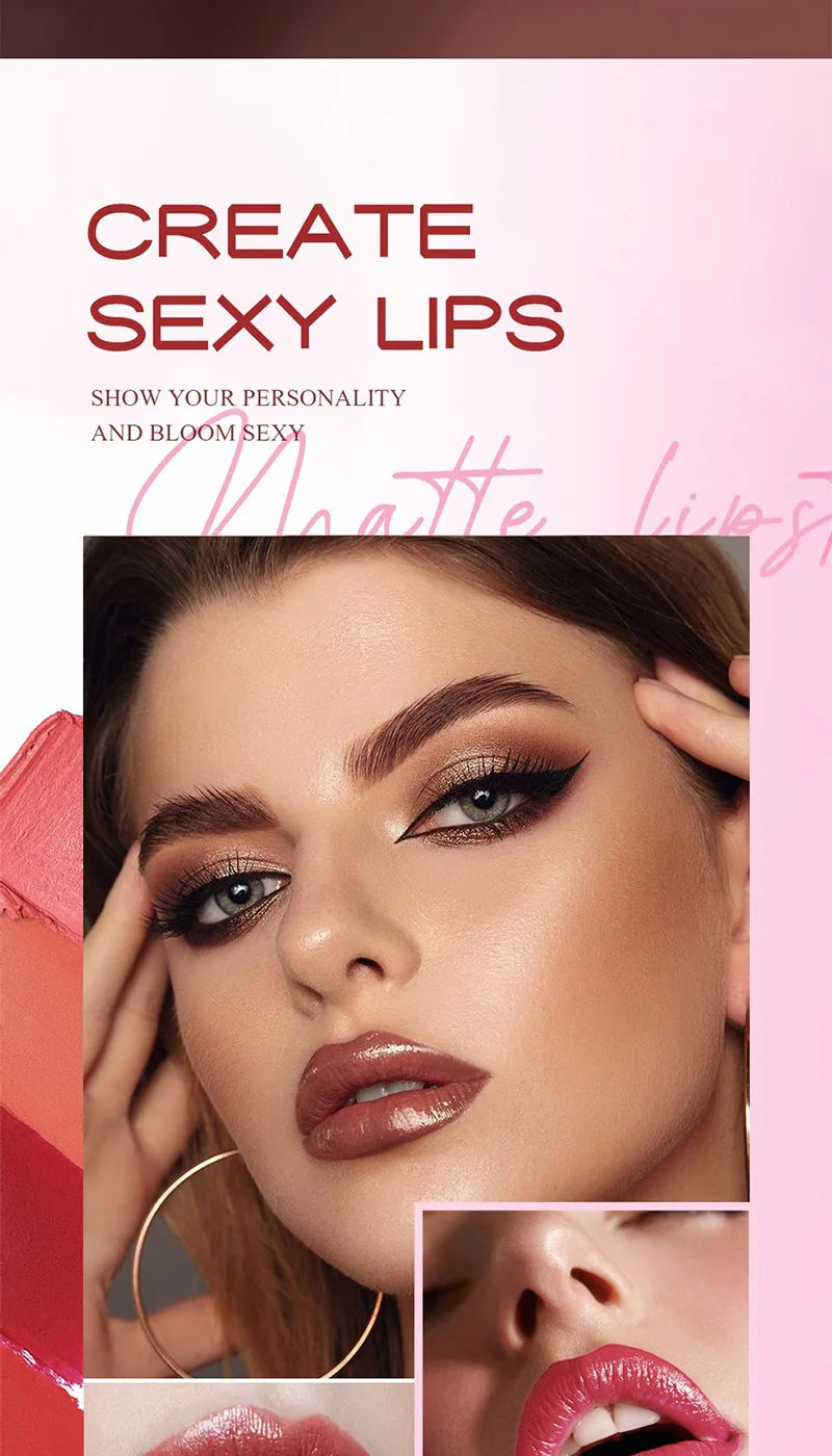 Fit Colors 6-Color Nourishing Lip Crayons - Velvet Finish, Hydrating, Non-Transfer, and Waterproof Lipsticks - Glowing Love