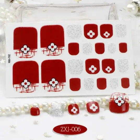 Toe Nail Art Sticker Tips Wraps Adhesive Decals Toenail Polish Strips DIY Pedicure Foot Decals Manicure Women - Glowing Love