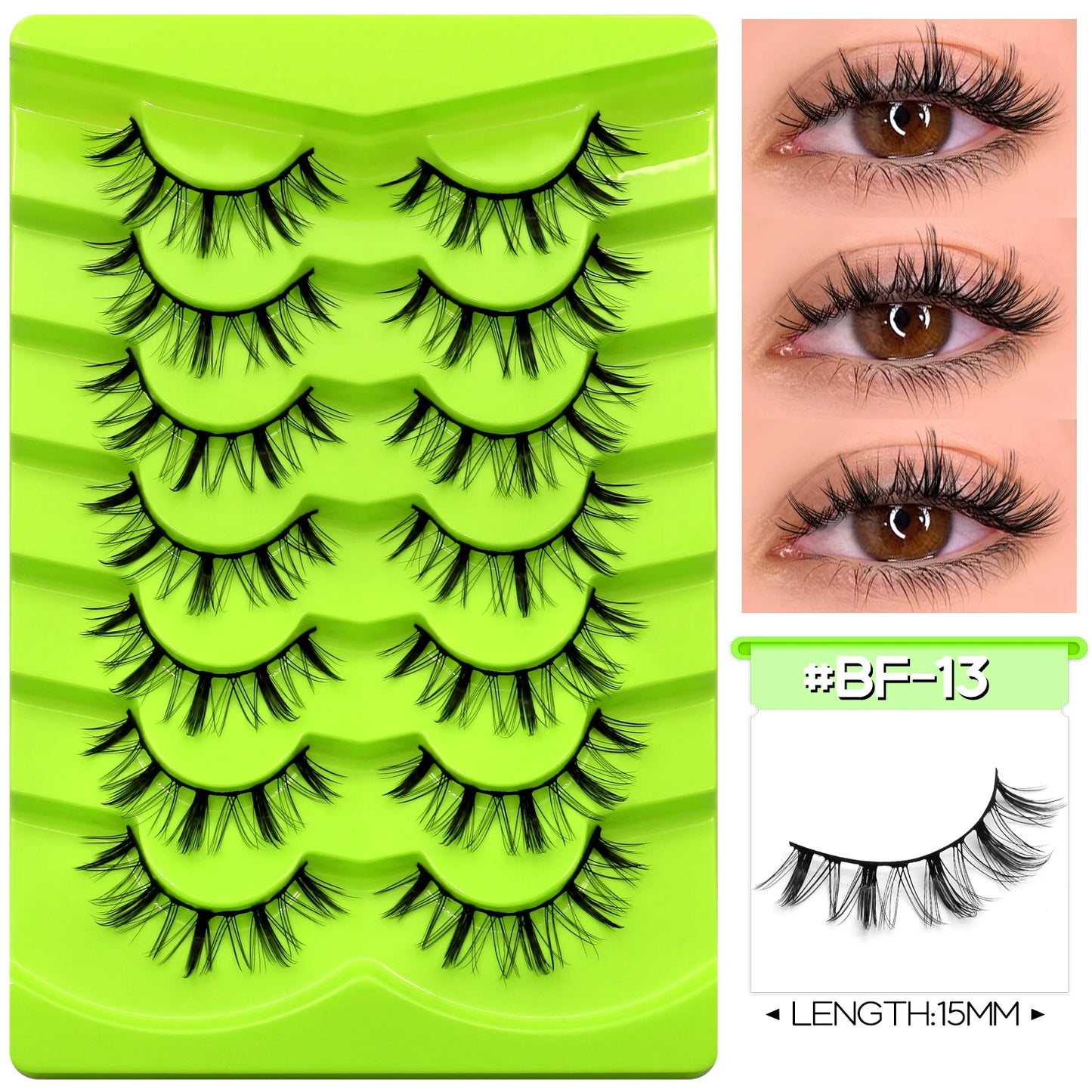 GROINNEYA Manga Lashes Eyes Lashes Soft Natural Long Eyelashes False Eyelashes Anime Wispy Strip Fake Lashes Makeup - Glowing Love