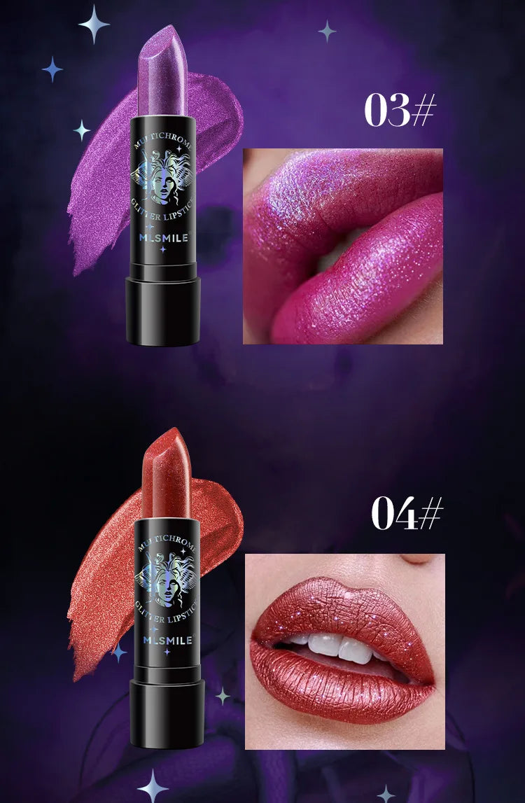 Pearly Lustre Diamond Lipstick Shiny Metallic Lipsticks Black Dark Red Lipsticks Matte Lasting Non-stick Cup Festival Lip Makeup