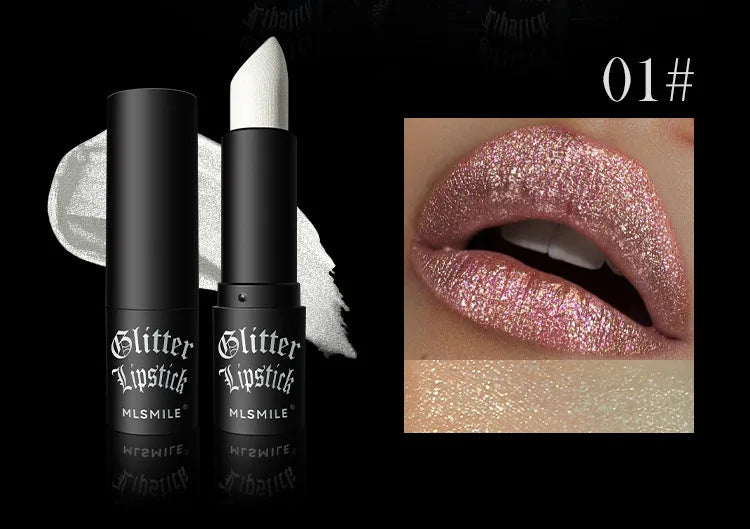 Waterproof Glitter Lipsticks Punk Style Nude Matte Not Fading Pearlescent Sexy Red Pink Velvet Lipsticks Lips Makeup Cosmetic