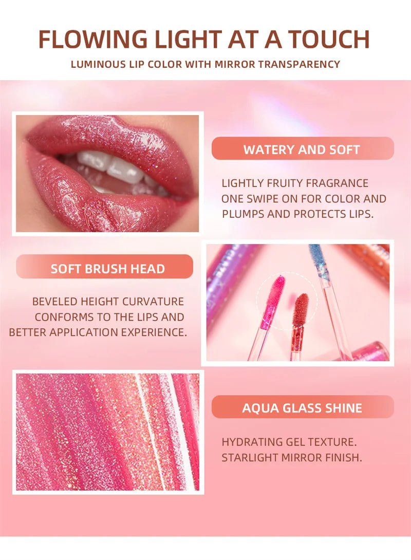 15 Colors Glitter Liquid Lipglaze Tint Laser Holographic Lipsticks Cosmetics Shiny Pigment Waterproof Makeup Women Lipglosses