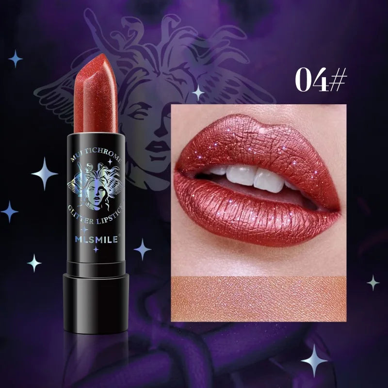 Pearly Lustre Diamond Lipstick Shiny Metallic Lipsticks Black Dark Red Lipsticks Matte Lasting Non-stick Cup Festival Lip Makeup