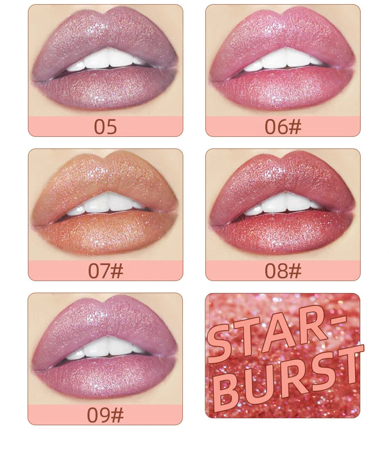 15 Colors Glitter Liquid Lipglaze Tint Laser Holographic Lipsticks Cosmetics Shiny Pigment Waterproof Makeup Women Lipglosses