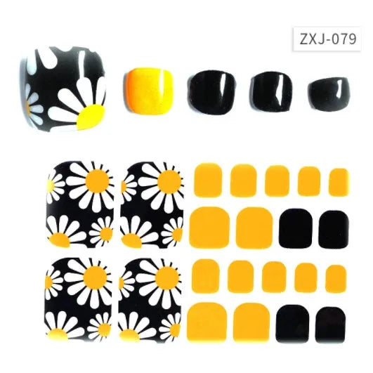 Toe Nail Art Sticker Tips Wraps Adhesive Decals Toenail Polish Strips DIY Pedicure Foot Decals Manicure Women