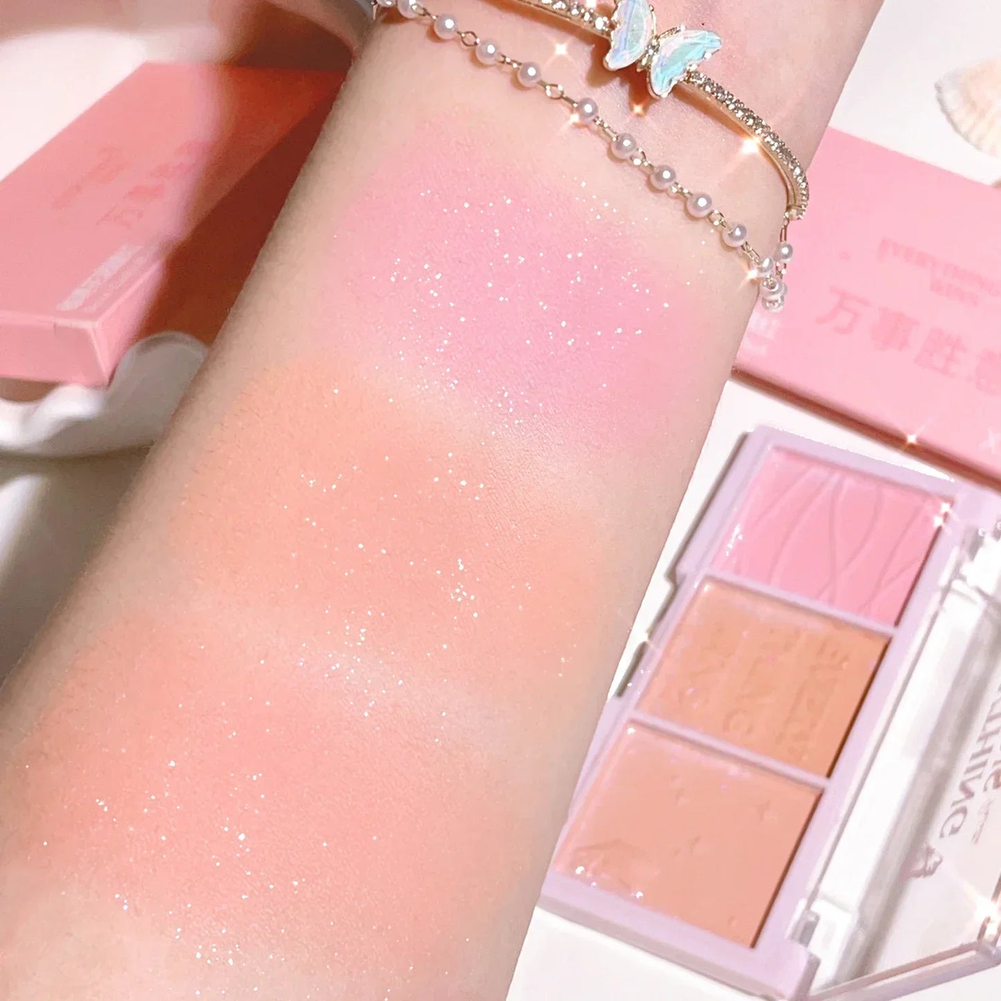 3-color Blush Palette Nude Makeup Natural Matte Milk Tea Orange Tone Long-lasting Rouge Blush Powder Cream Palette