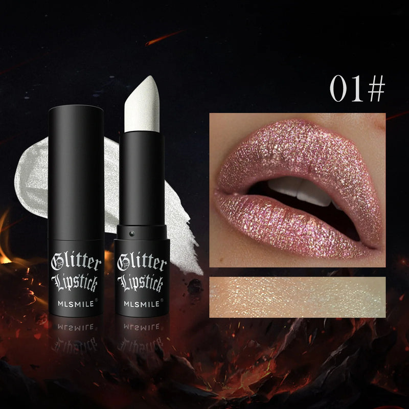 Waterproof Glitter Lipsticks Punk Style Nude Matte Not Fading Pearlescent Sexy Red Pink Velvet Lipsticks Lips Makeup Cosmetic