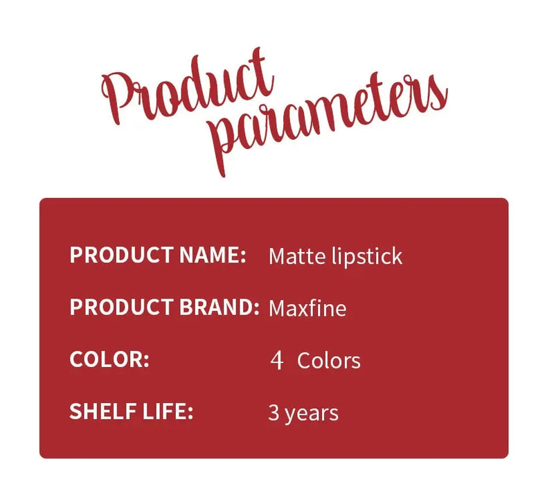 Nude Matte Lipsticks 4 Colors Waterproof Long Lasting Lip Stick Not Fading Sexy Nude Red Pink Velvet Lipsticks Makeup Cosmetic