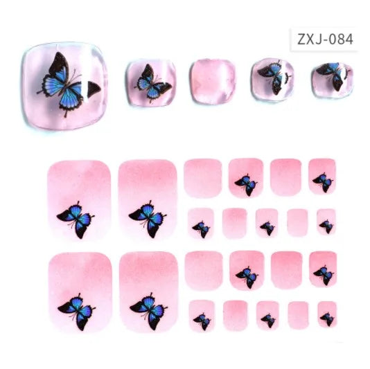 Toe Nail Art Sticker Tips Wraps Adhesive Decals Toenail Polish Strips DIY Pedicure Foot Decals Manicure Women - Glowing Love