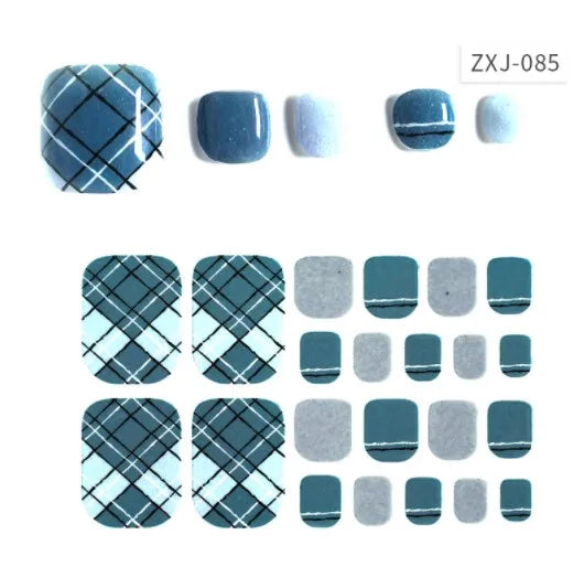 Toe Nail Art Sticker Tips Wraps Adhesive Decals Toenail Polish Strips DIY Pedicure Foot Decals Manicure Women