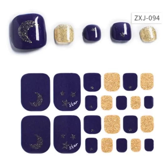 Toe Nail Art Sticker Tips Wraps Adhesive Decals Toenail Polish Strips DIY Pedicure Foot Decals Manicure Women