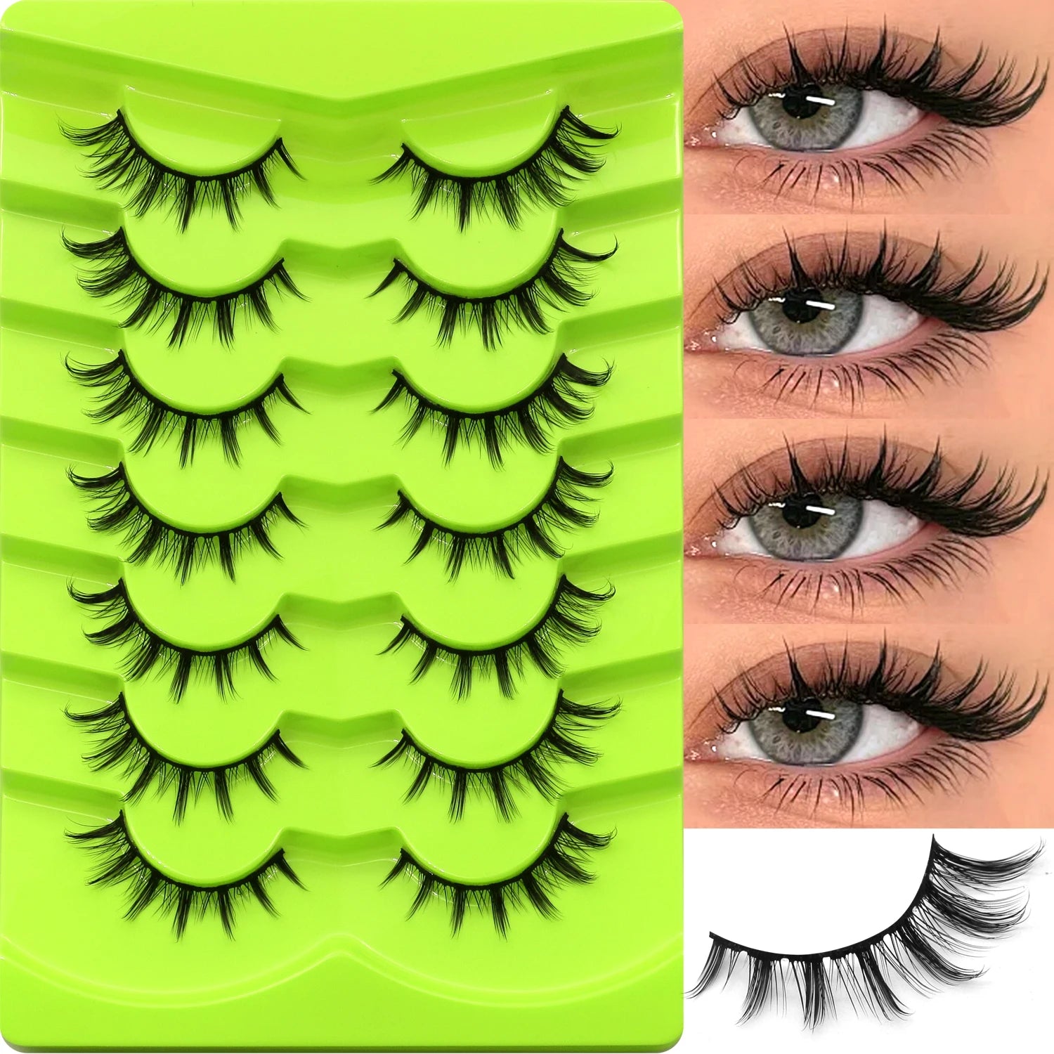 GROINNEYA Manga Lashes Eyes Lashes Soft Natural Long Eyelashes False Eyelashes Anime Wispy Strip Fake Lashes Makeup - Glowing Love