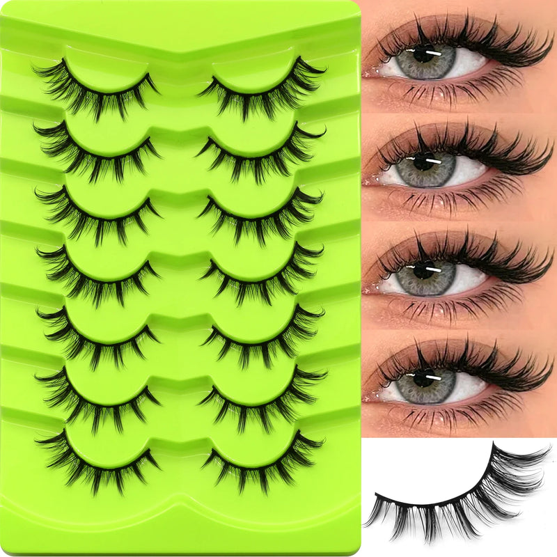 GROINNEYA Manga Lashes Eyes Lashes Soft Natural Long Eyelashes False Eyelashes Anime Wispy Strip Fake Lashes Makeup