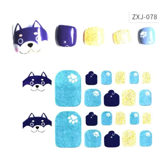 Toe Nail Art Sticker Tips Wraps Adhesive Decals Toenail Polish Strips DIY Pedicure Foot Decals Manicure Women - Glowing Love