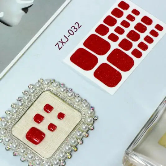 Toe Nail Art Sticker Tips Wraps Adhesive Decals Toenail Polish Strips DIY Pedicure Foot Decals Manicure Women - Glowing Love