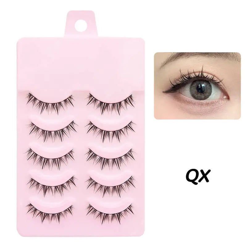 DINGSEN 5 Pairs Manga Lashes Eyes Lashes Soft Natural Long Eyelashes Fake Lashes Anime Wispy Strip False Eyelashes Makeup - Glowing Love