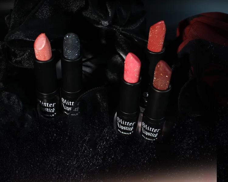 Waterproof Glitter Lipsticks Punk Style Nude Matte Not Fading Pearlescent Sexy Red Pink Velvet Lipsticks Lips Makeup Cosmetic