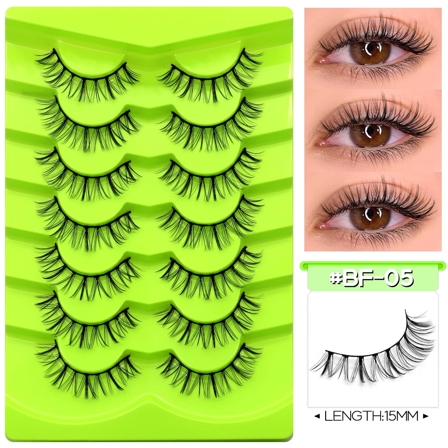 GROINNEYA Manga Lashes Eyes Lashes Soft Natural Long Eyelashes False Eyelashes Anime Wispy Strip Fake Lashes Makeup - Glowing Love