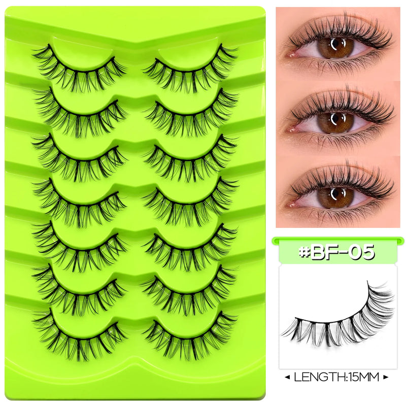 GROINNEYA Manga Lashes Eyes Lashes Soft Natural Long Eyelashes False Eyelashes Anime Wispy Strip Fake Lashes Makeup