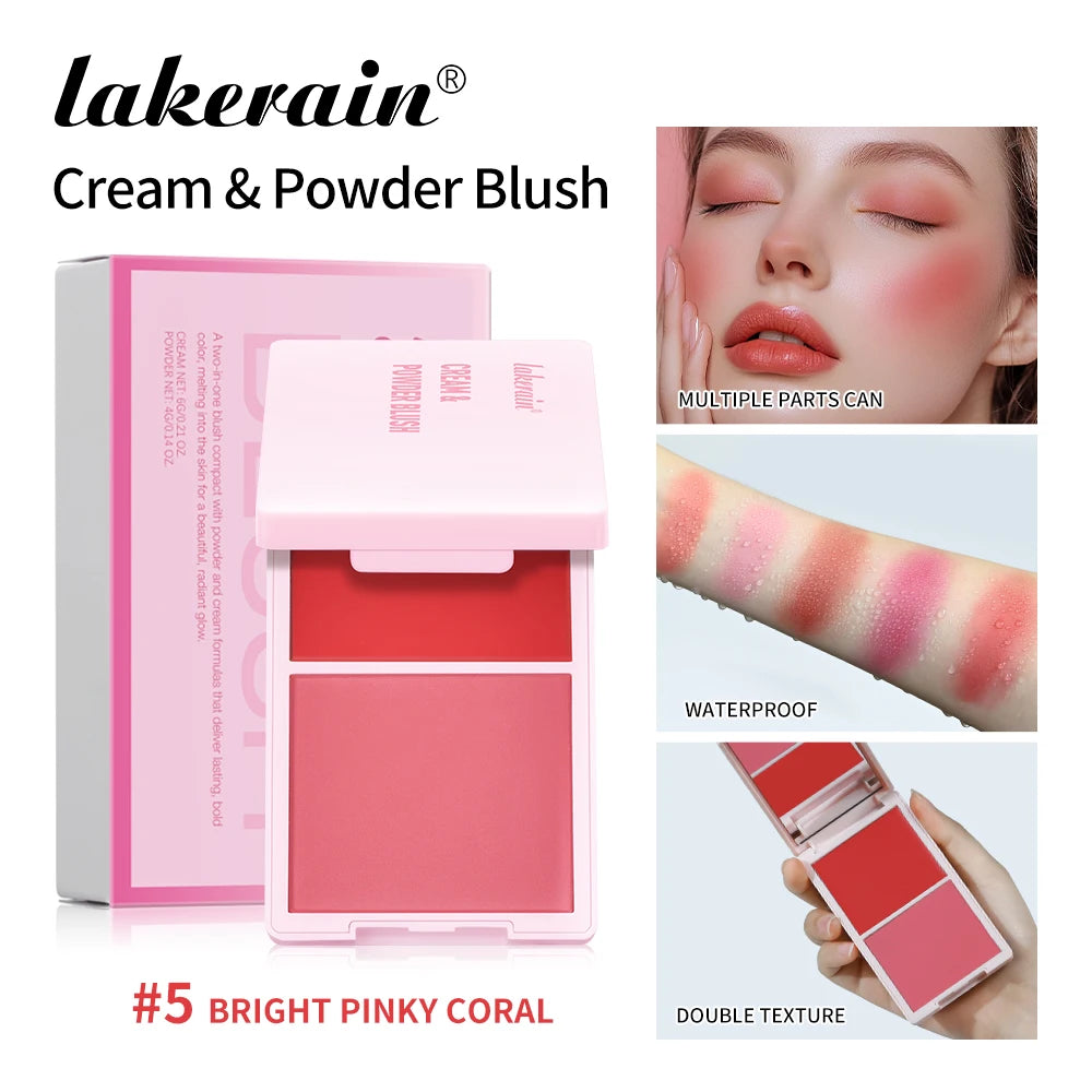 2-in-1 blush palette Natural and moist easy-to-color matte blush powder Facial blush Fine powder, easy to spread, easy to apply,